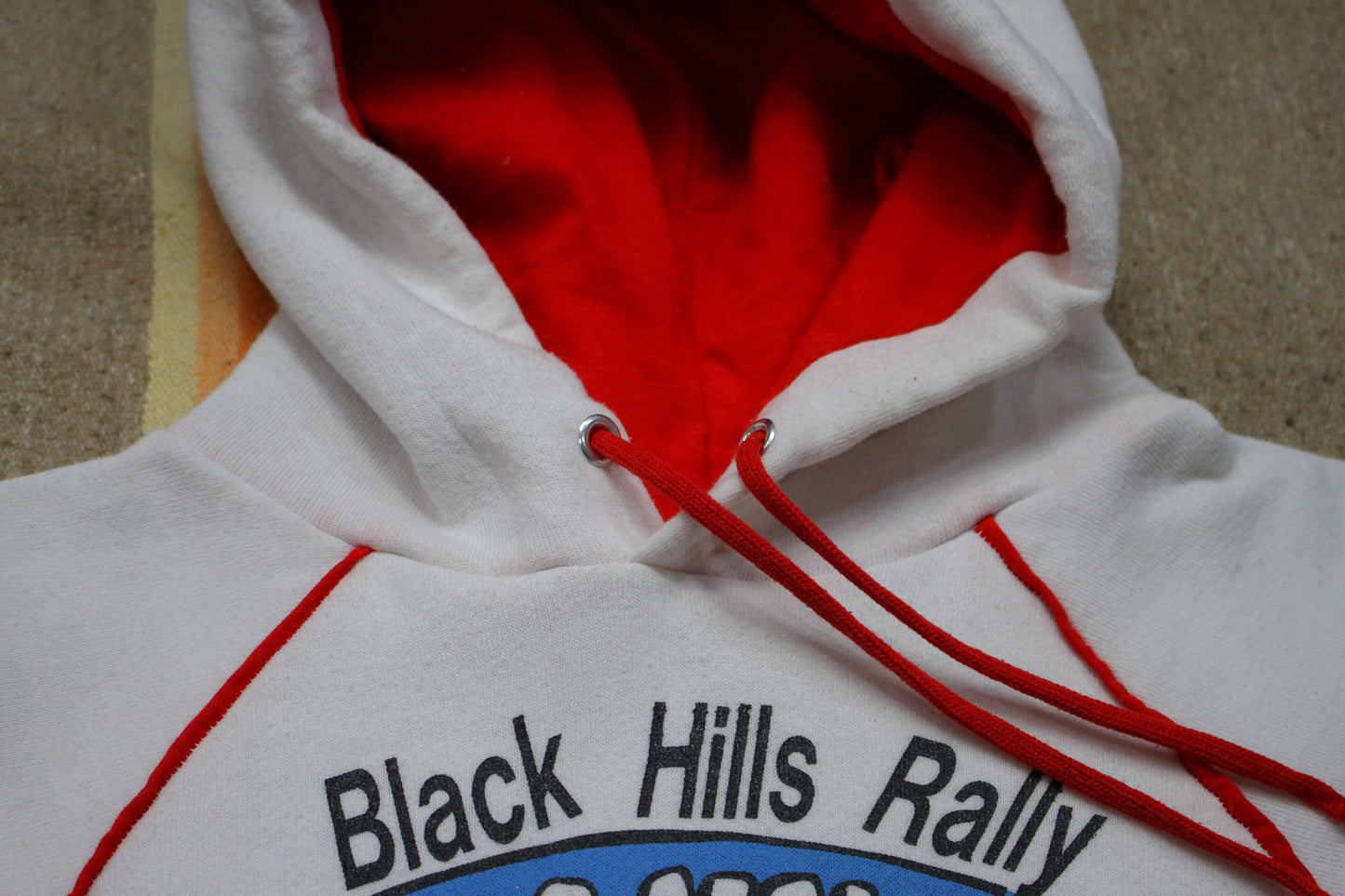 1990s 1994 Jerzees Russell Sturgis Black Hills Rally Raglan Hoodie Sweatshirt Made in USA Size M