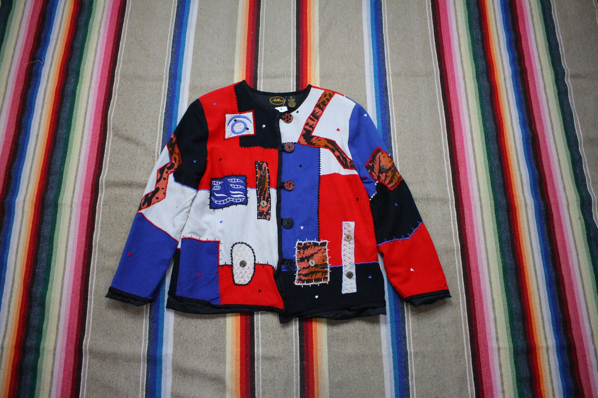 1990s Allure Patchwork Style Jacket Women's Size L